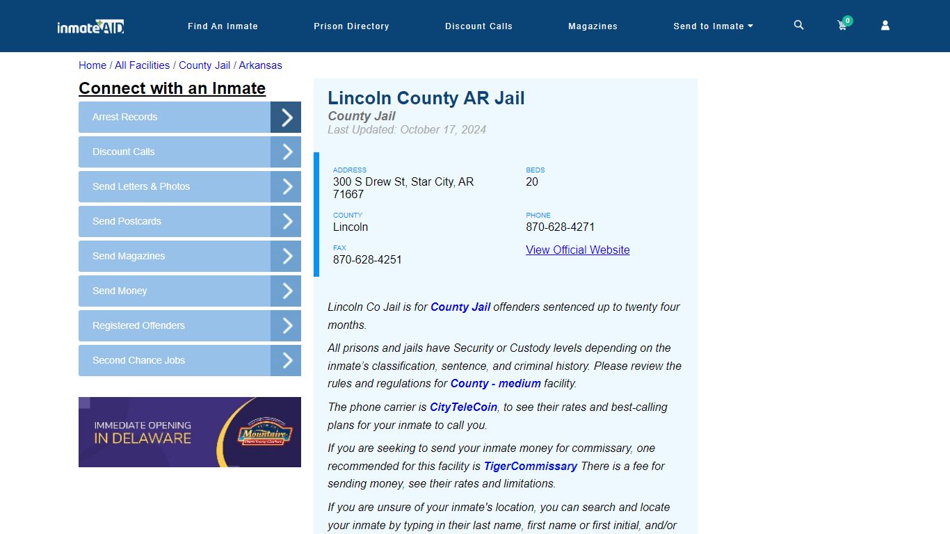 Lincoln County AR Jail - Inmate Locator